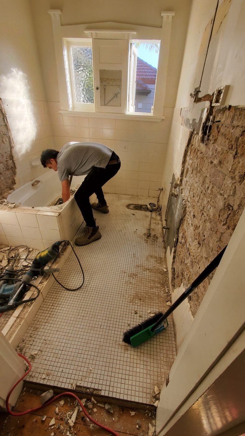 Step 2: stripping out the old tiles and fittings