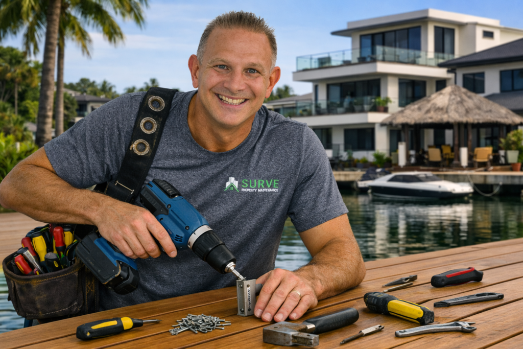 Deck repair with power tools, Mermaid Waters Gold Coast