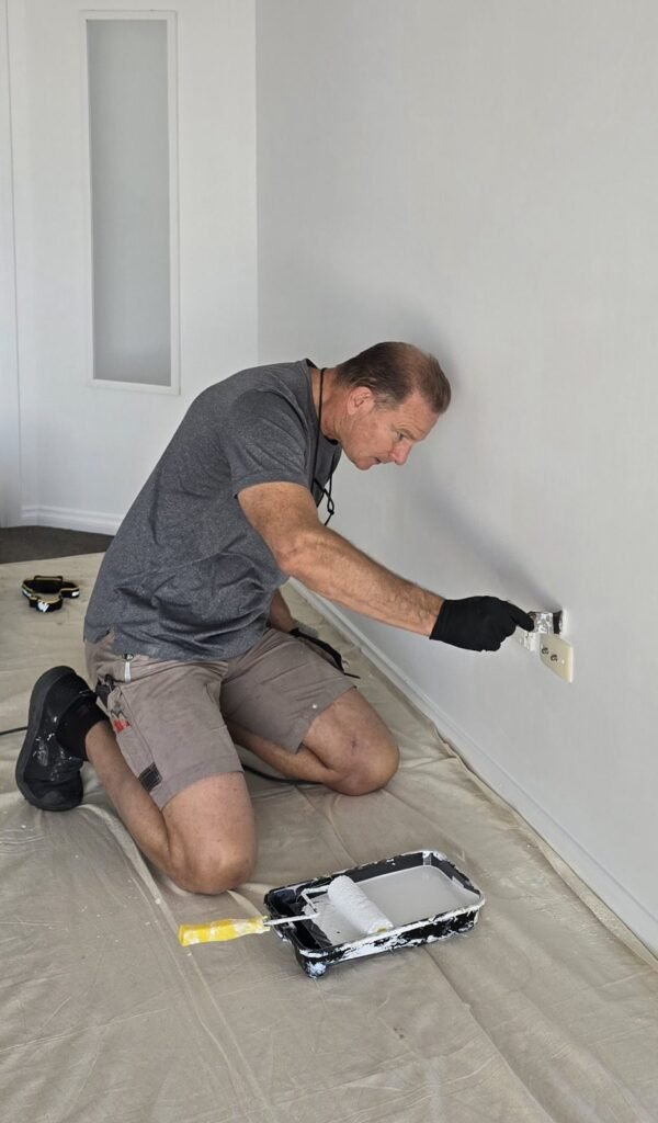 Sanding wall patches ready for paint, Gold Coast